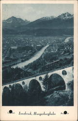 Innsbruck Hungerburgbahn Viaduct, City, River & Mountains Postcard