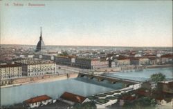 Torino Panorama, Mole Antonelliana, River Po Bridges Postcard