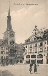 Solothurn Zeitglockenturm Clock Tower, Street Scene Postcard