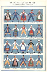 Swedish National Costumes - Folkdräkter from various regions Postcard