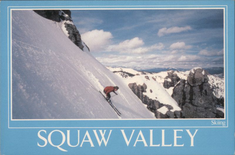 Skiing Steep Slope at Squaw Valley, California