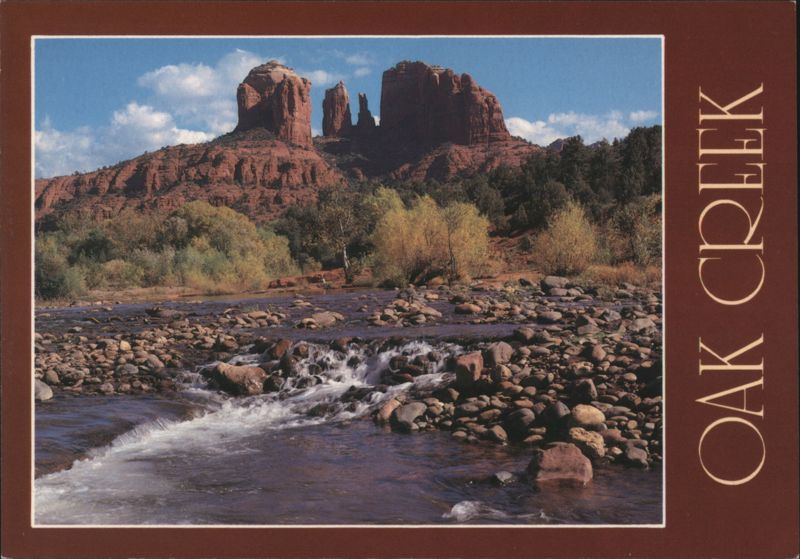 Oak Creek Stream with Courthouse Rock Red Rock Formation Sedona Arizona