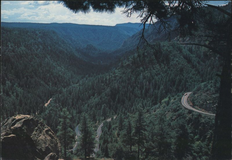 Switchbacks into Oak Creek Canyon, AZ on Highway 89A Arizona