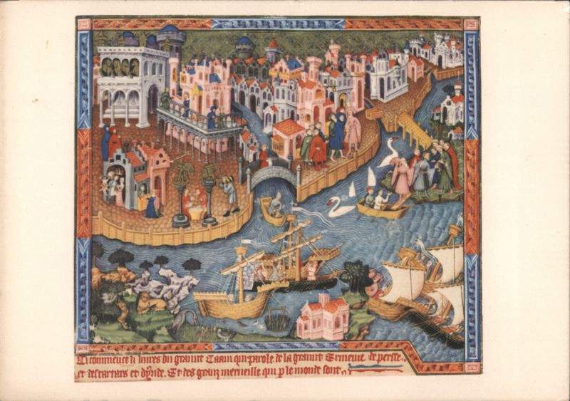 Marco Polo setting out from Venice, Li Livres du graunt Caam