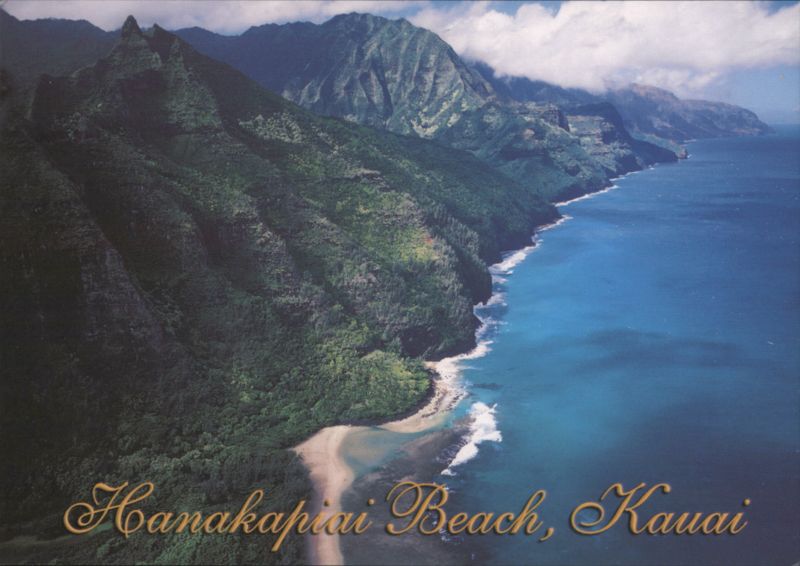 Hanakapiai Beach, Kauai Coastline looking towards Kalalau Hawaii