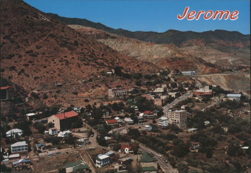 Jerome Ghost City, AZ Mining Town on Steep Mountain Slope Arizona