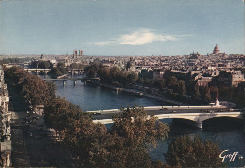 Paris - Panoramic View of the Seine and Les Sept Ponts France
