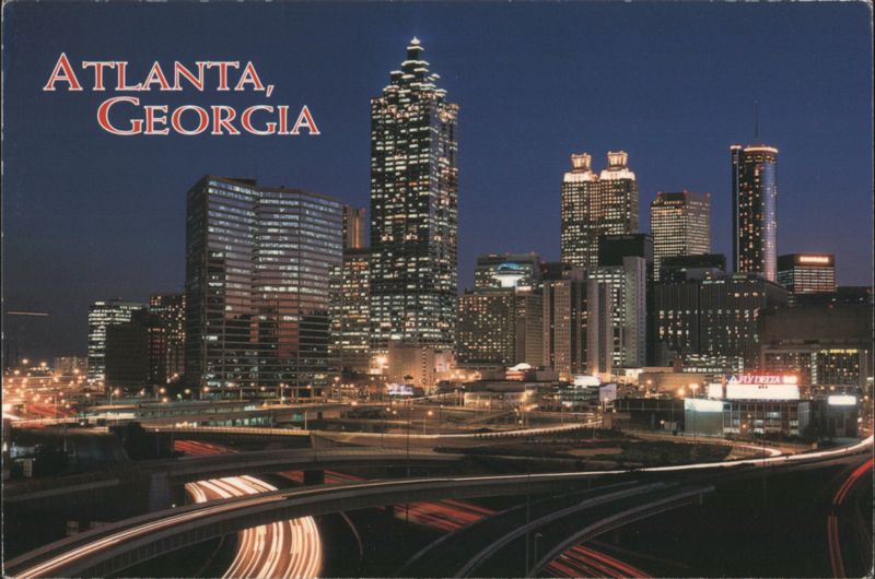 Atlanta Skyline at Twilight, Highway Light Trails Georgia