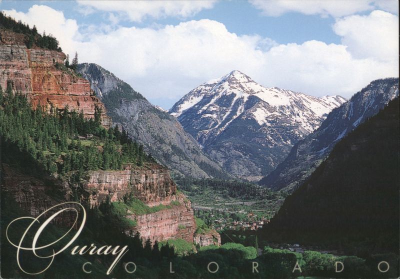 Ouray Valley View, Snow-Capped Mount Abrams, CO Colorado