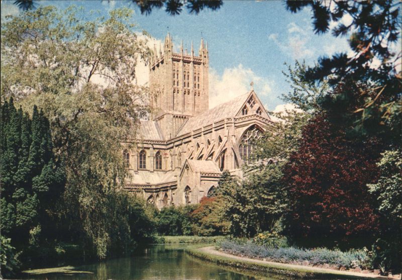 Wells Cathedral, Somerset, viewed from Palace grounds United Kingdom