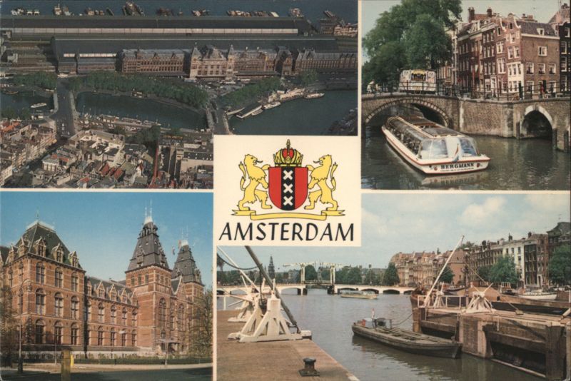 Amsterdam Collage: Rijksmuseum, Canals, Coat of Arms Netherlands