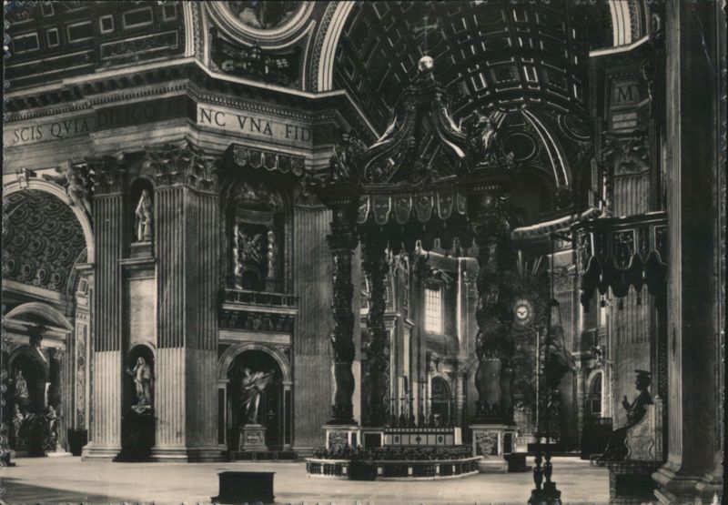 Interior St. Peter's Basilica, Bernini's Baldacchino Rome Italy