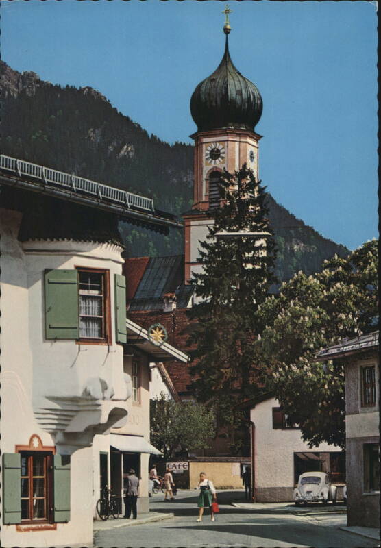 Oberammergau Village Street towards Parish Church Germany