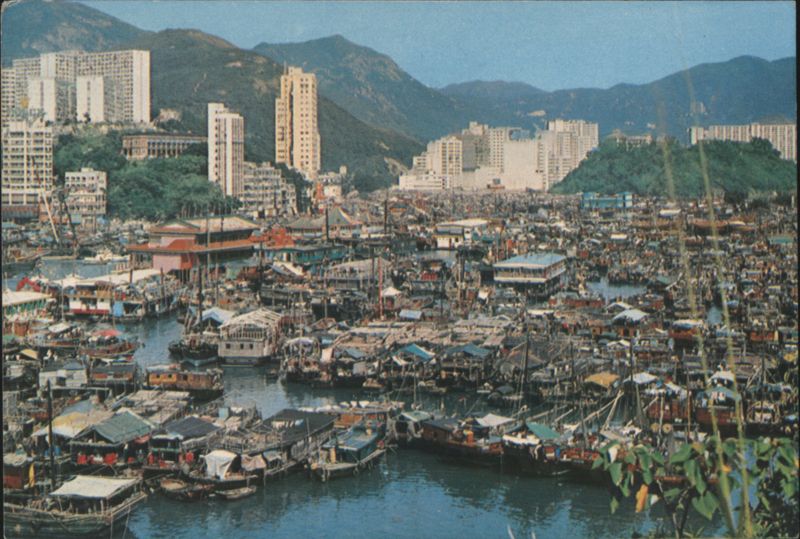 Bird's-eye View of Aberdeen Harbor Hong Kong China