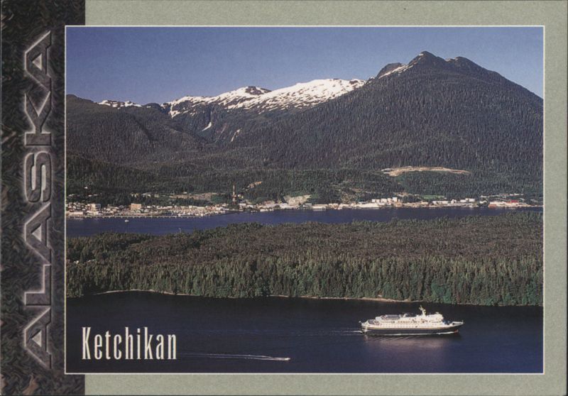 Ketchikan, AK - Ferry Columbia and Snow-Capped Mountains Alaska