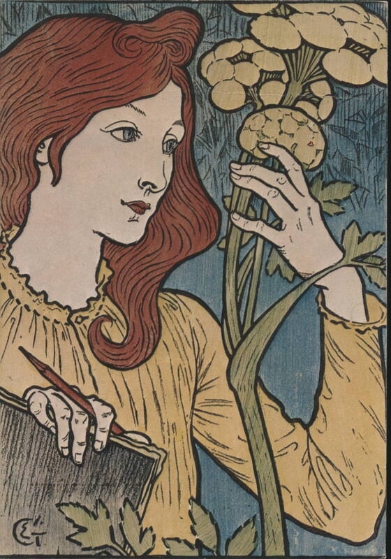 Eugène Grasset Woman with Flowers, Salon des Cent Poster Art