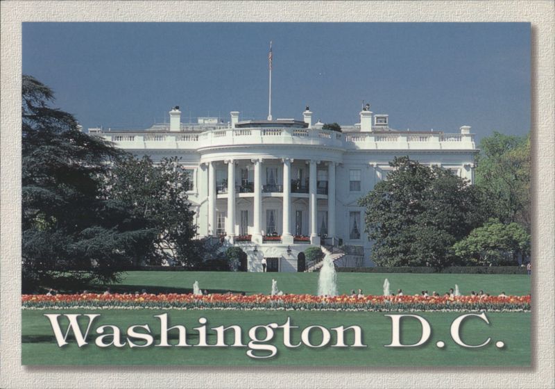 The White House Southern Side with Tulip Gardens and Fountains Washington District of Columbia