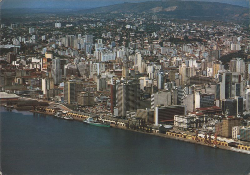 Partial Aerial View of Porto Alegre Cityscape and Port Brazil