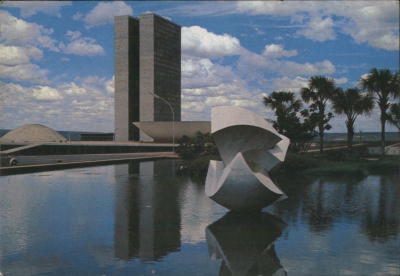 National Congress & Abstract Sculpture Reflected, Brasília Brazil