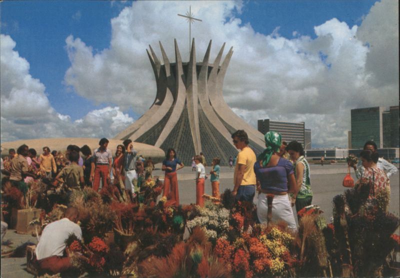 Brasília Cathedral and Flower Market Scene Brazil