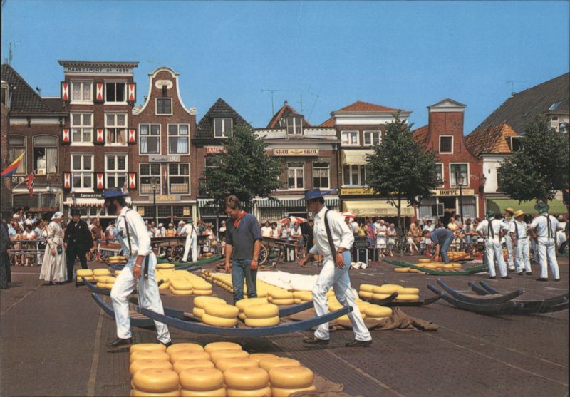 Kaasmarkt Cheese Carriers Moving Wheels of Cheese Alkmaar Netherlands