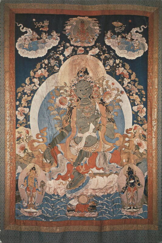 Green Avalokitesvara Thangka Painting Asian