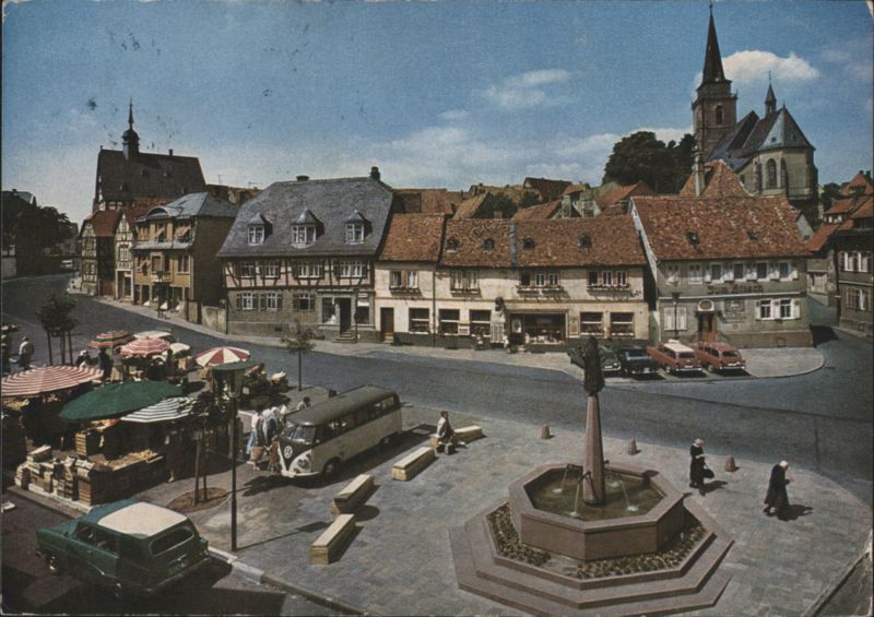 Oberursel im Taunus Marktplatz, Fountain and Church Spire Germany