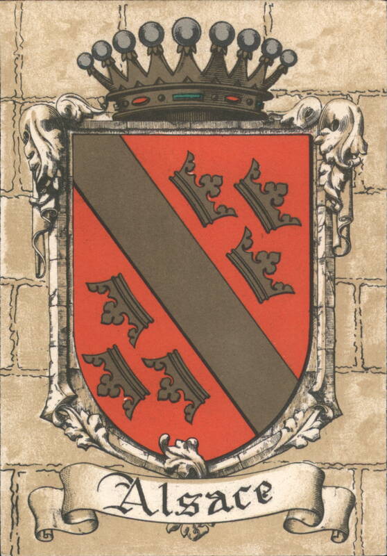 Coat of Arms of Alsace, France Heraldry Shield and Crown