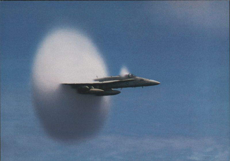 F/A-18 Hornet Breaking the Sound Barrier Condensation Cloud