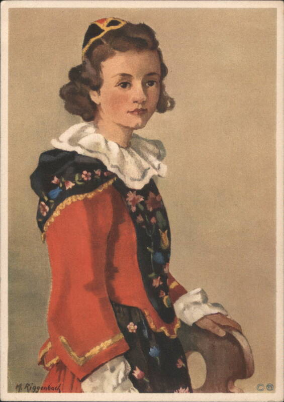 Graubünden (Engadin) Swiss Costume Portrait M. Riggenbach
