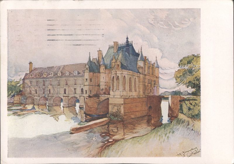 Watercolor Zámek Chenonceaux by Emil Králík France