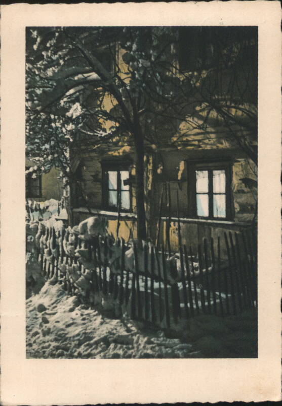 WWII Snowy Wooden House, Picket Fence, Winter Scene Czechoslovakia