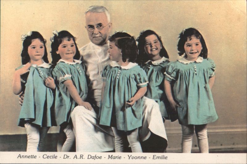 Dionne Quintuplets & Dr. A.R. Dafoe Portrait North Bay Canada