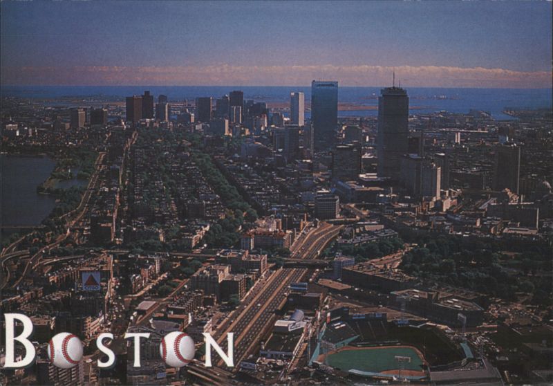 Boston Aerial Panoramic View from Fenway Park, Skyline Massachusetts