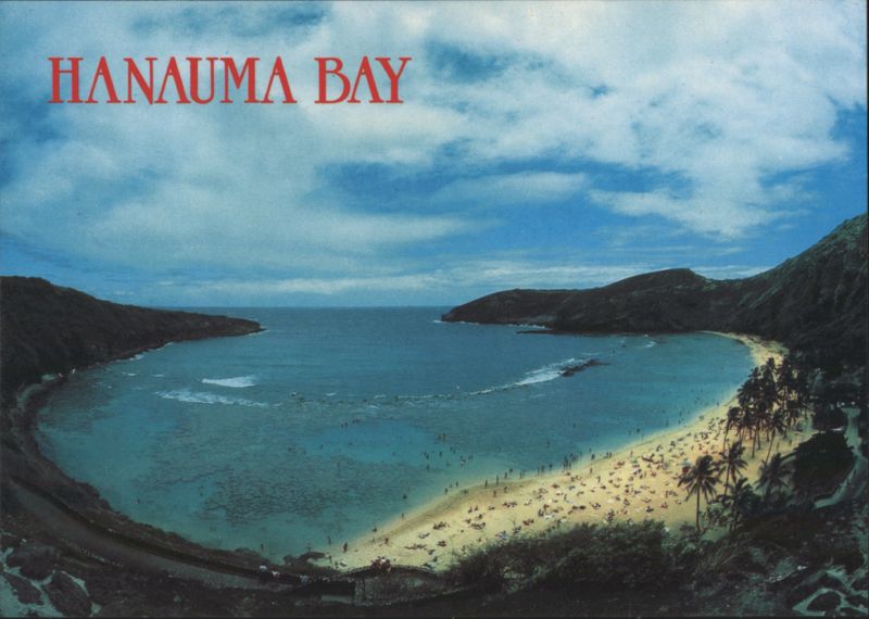 Hanauma Bay, Eroded Volcanic Crater Beach View Honolulu Hawaii