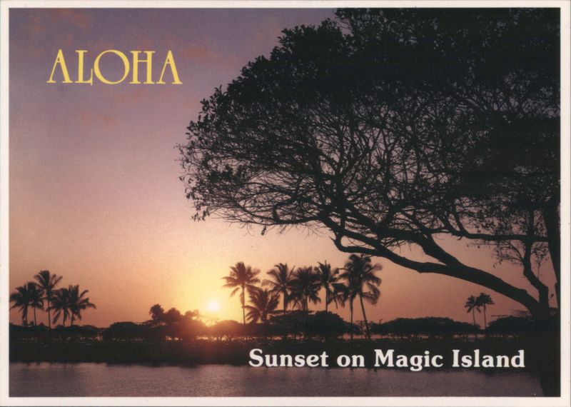 ALOHA Sunset on Magic Island, Honolulu, HI Hawaii T. Sylvain