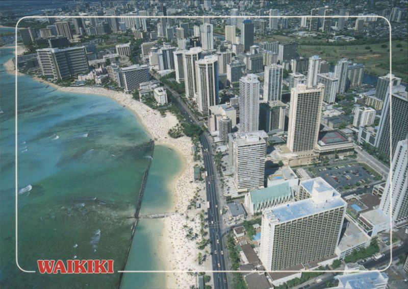 Aerial View of Waikiki Beach and High-Rises Honolulu Hawaii