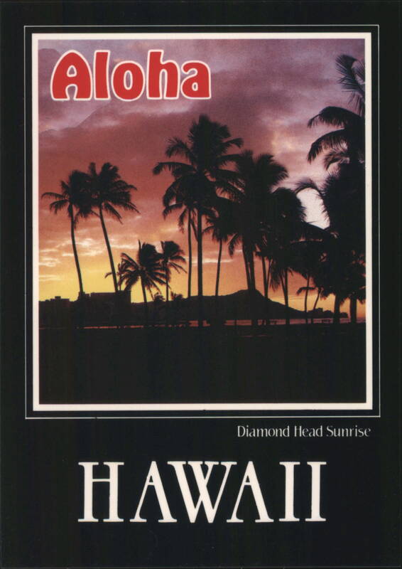 Aloha Diamond Head Sunrise Palm Trees Silhouette Honolulu Hawaii