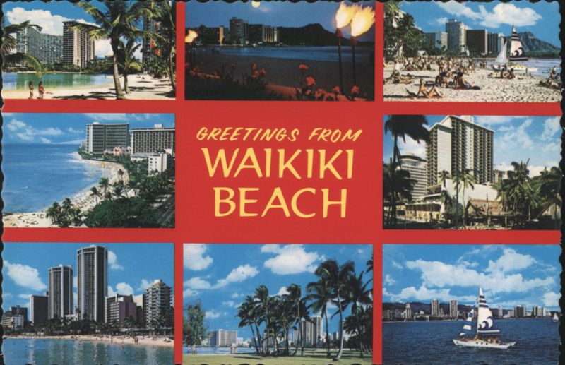 Greetings from Waikiki Beach, HI - 9 Panel Collage Honolulu Hawaii