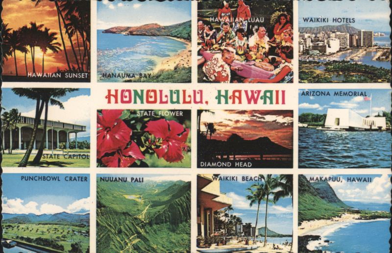 Honolulu, HI Multi-View: Diamond Head, Luau, Waikiki Hawaii
