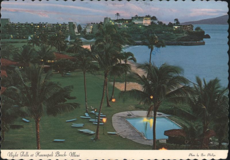 Night Falls at Kaanapali Beach, Maui, HI Resort View Hawaii