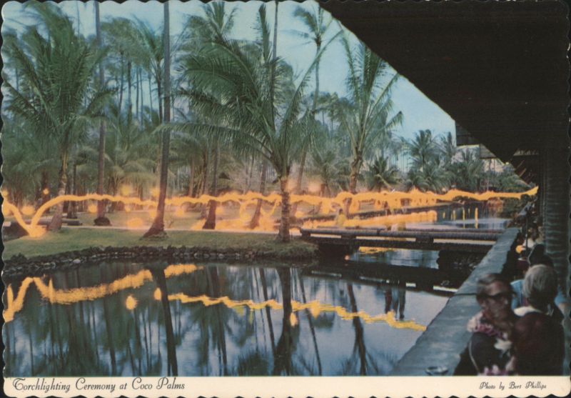 Torchlighting Ceremony at Coco Palms Hotel, Wailua, Kauai Hawaii