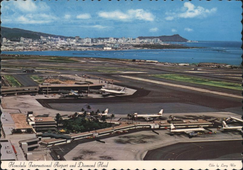 Honolulu International Airport and Diamond Head Aerial View Hawaii