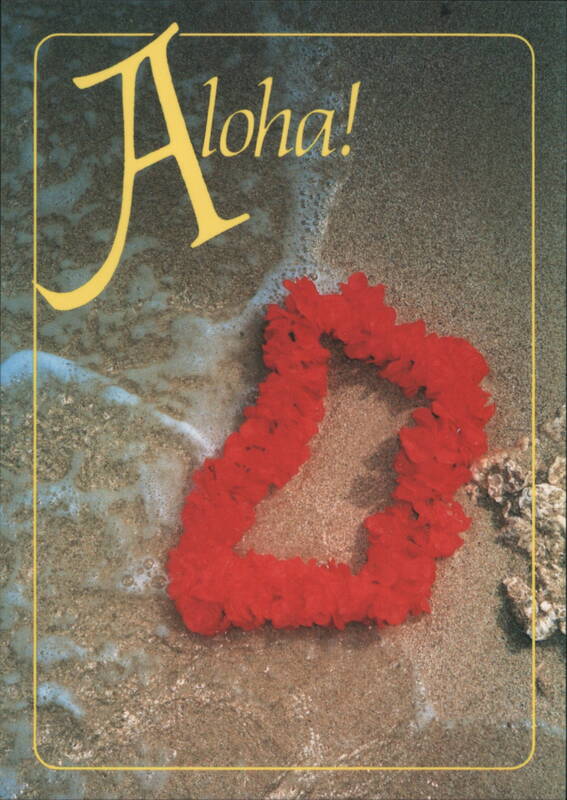 Aloha! Red Lei on Sandy Beach in Hawaii Delta