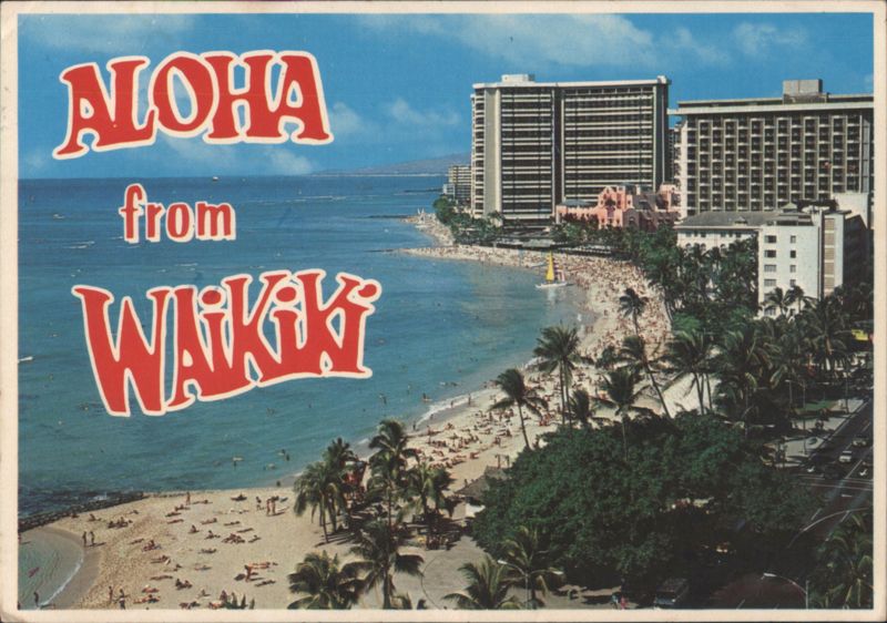 ALOHA from WAIKIKI Beach, High-Rise Hotels, Palm Trees Hawaii