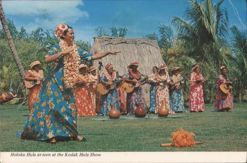 Holoku Hula Dancers Performing at the Kodak Hula Show Honolulu Hawaii