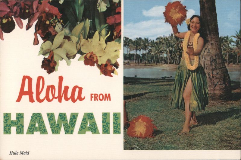 Aloha from Hawaii Hula Maid with Flowers B3126