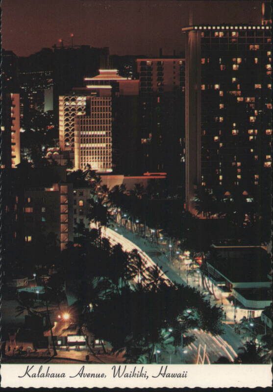 Kalakaua Avenue Night View, Waikiki, Honolulu, HI Hawaii