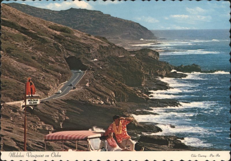 Molokai Viewpoint on Oahu Shoreline Drive Lava Coastline Honolulu Hawaii
