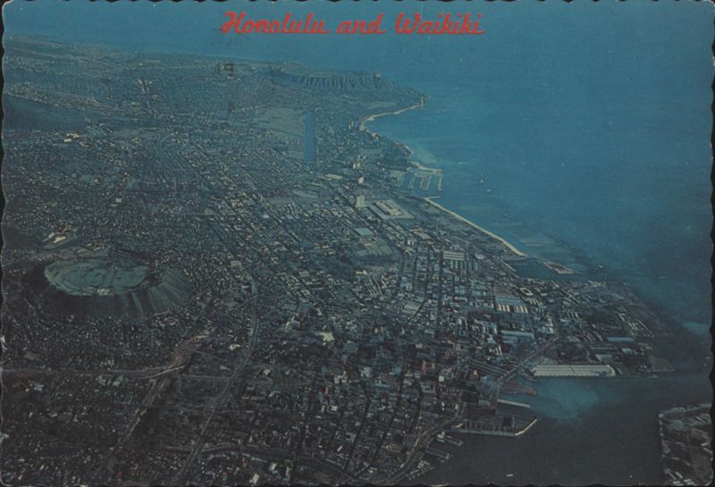 Aerial View Honolulu Waikiki Diamond Head Punchbowl Crater Hawaii